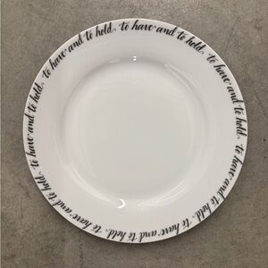 Pottery Barn White Porcelain “To have and hold” 9” Wedding Cake Plate